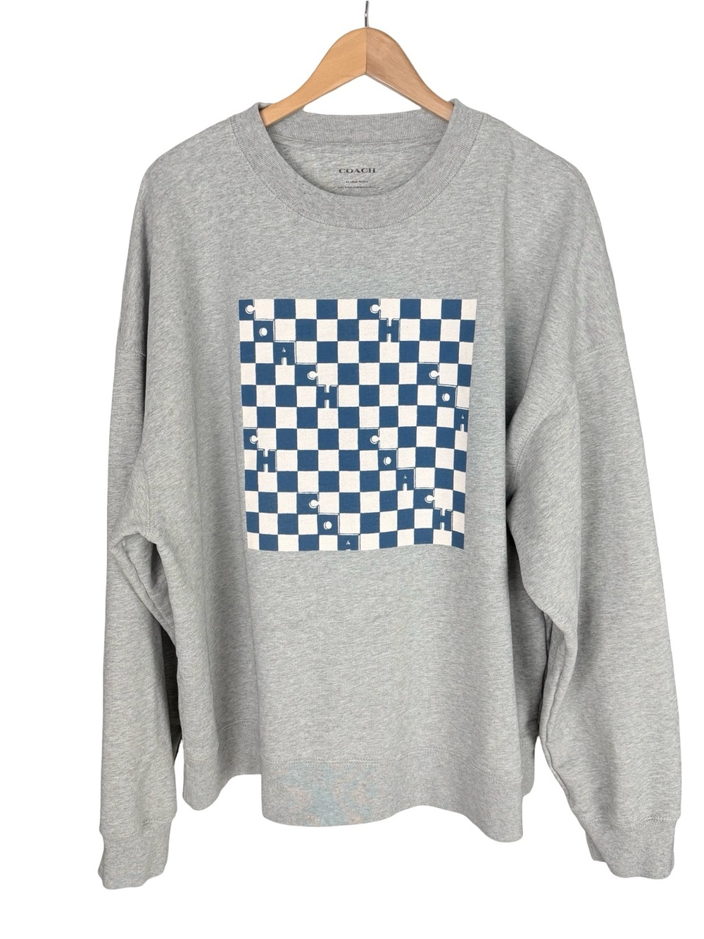 Coach Checkerboard Crewneck Sweatshirt Gray Size XXL EUC